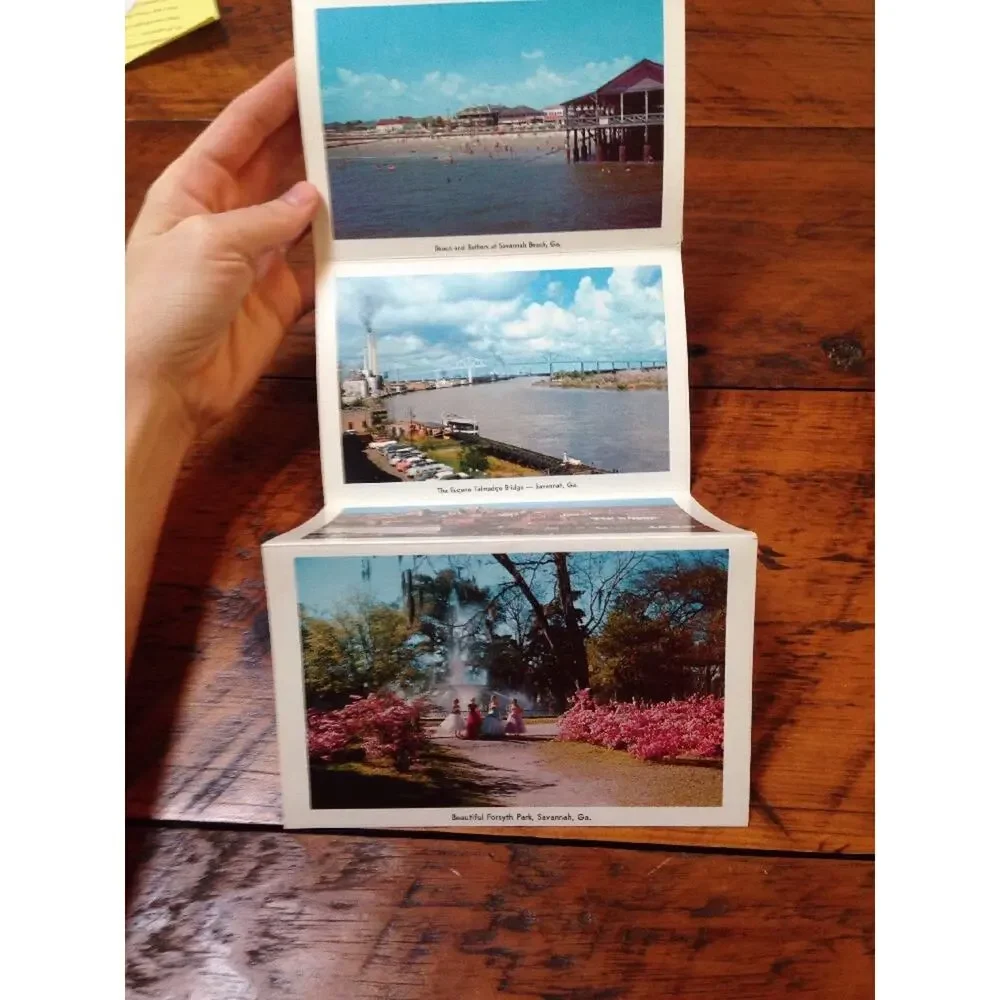 Vtg 1961 Savannah Georgia GA Color Foldout Postcards Set to Fitch Luray Virginia